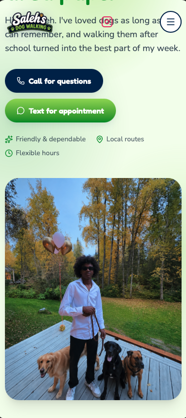 Saleh's Dog Walking mobile website